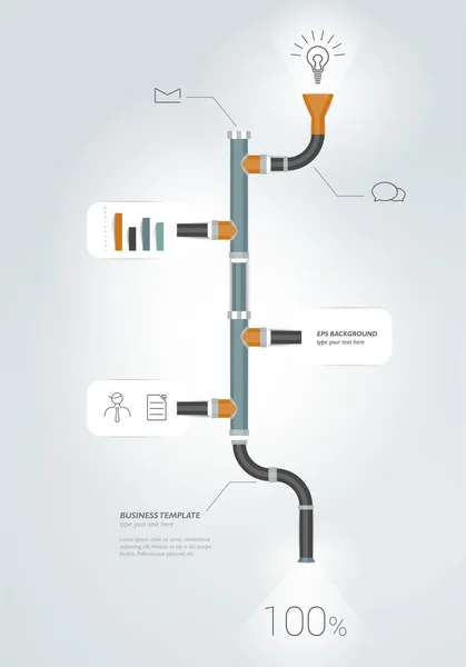 Gráfico de infografías de línea de tiempo de tubería. Ilustración vectorial . — Archivo Imágenes Vectoriales