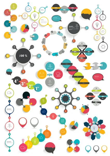 Conjunto de moderno círculo plano, esquemas gráficos de información redonda. Plantilla para imprimir o página web . — Vector de stock