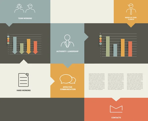 Diagrama de modelo quadrado. Aba vetorial plana . — Vetor de Stock