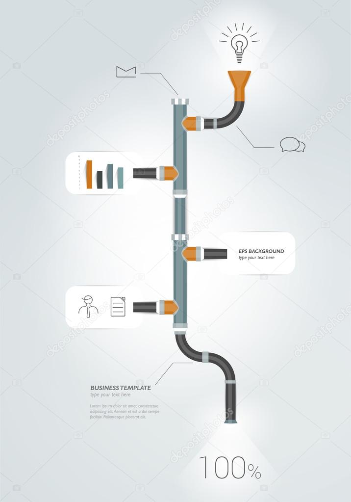 Pipe timeline infographics chart. Vector illustration.