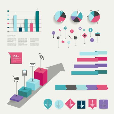 Infographic öğeleri kümesi. Düzen şablonu. vektör.