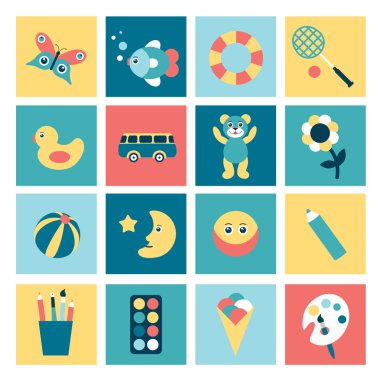 Set of colorful child flat icon. clipart