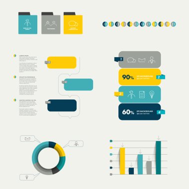 düz infographics öğeleri koleksiyonu.