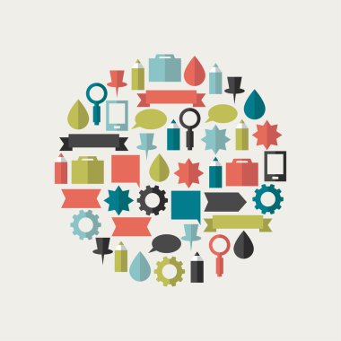 zbiór ikon płaski. po prostu można edytować kształt okrągły.