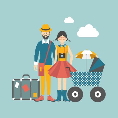 hipster aile kavramı. vektör çizim.