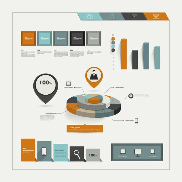 Collezione di elementi infografici piatte colorate. Forme vettoriali aziendali . — Vettoriale Stock