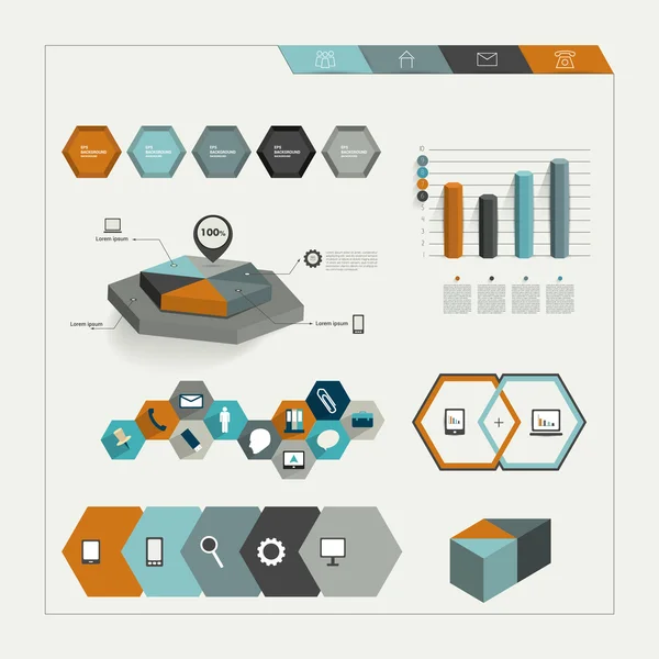 Samling av färgstarka platt infographic element. Business vektorformer. — Stock vektor