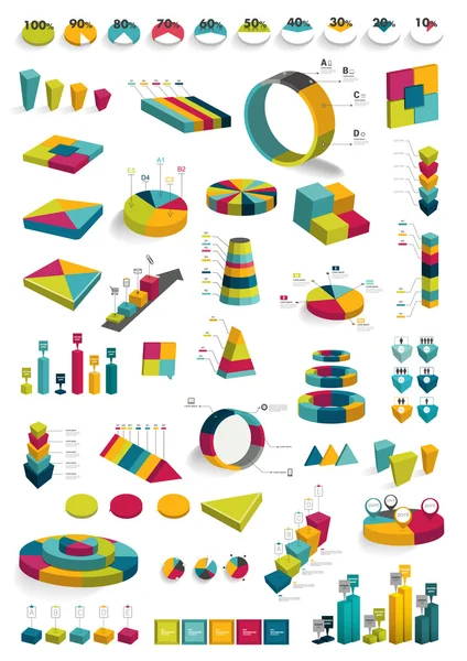 Colecciones de infografías Diagramas de diseño 3D . — Vector de stock