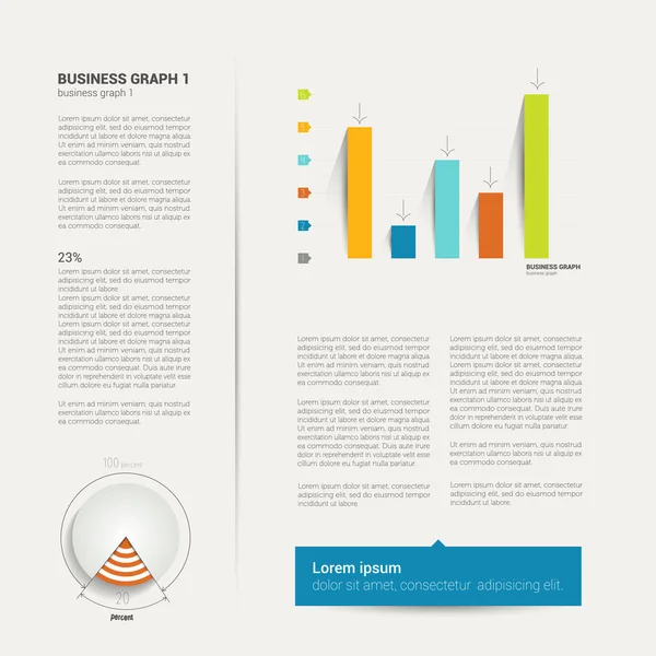 Diseño moderno de página plana con texto y diagrama de gráfico . — Vector de stock