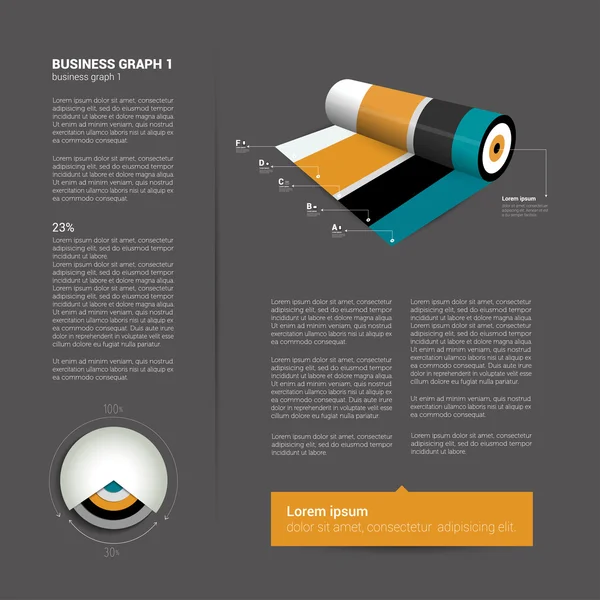 Layout de página plana moderna com diagrama de texto e gráfico . — Vetor de Stock