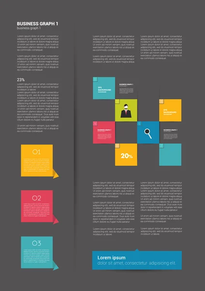 Diseño moderno de página plana con texto y diagrama de gráfico . — Archivo Imágenes Vectoriales