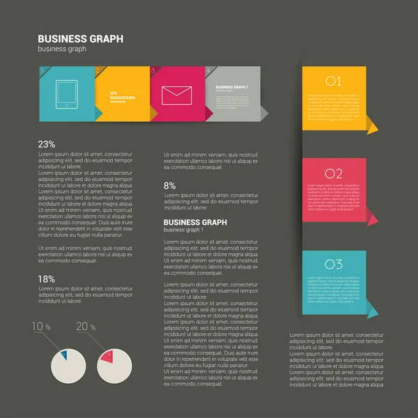 Diseño moderno de página plana con texto y diagrama de gráfico . — Archivo Imágenes Vectoriales