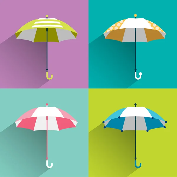 Colored umbrellas. Flat vector sign. — Stock Vector