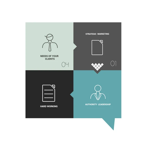 Vierkante sjabloon diagram. platte vector tab. infographic. — Stockvector