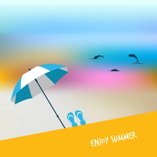 Zonnige strand zomerdag. vectorillustratie. — Stockvector