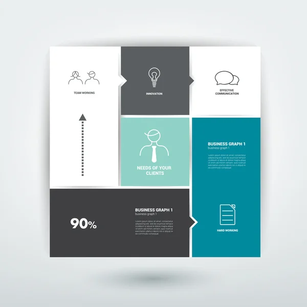 Vierkante sjabloon diagram. platte vector tab. infographic. — Stockvector