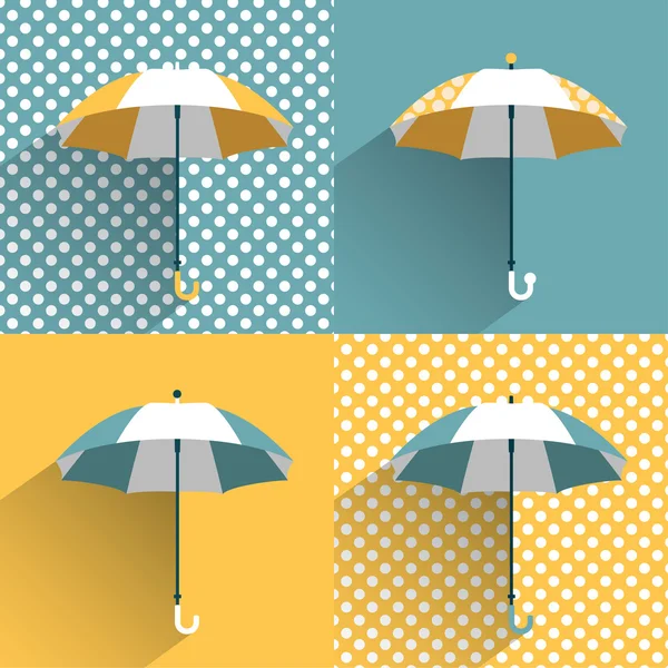 Barevné deštníky. plochá vektor znamení. — Stockový vektor