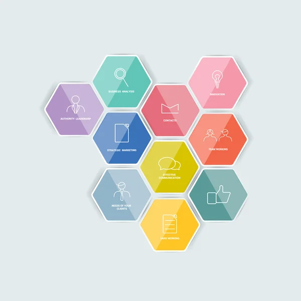 Ensemble d'icônes hexagonales . — Image vectorielle