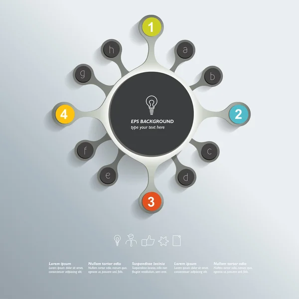 Kruh síťový diagram. Infographic graf. vektor nápis. — Stockový vektor