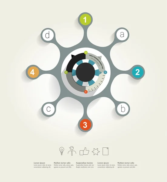 Schema di rete circolare. Grafico infografico. Bandiera vettoriale . — Vettoriale Stock