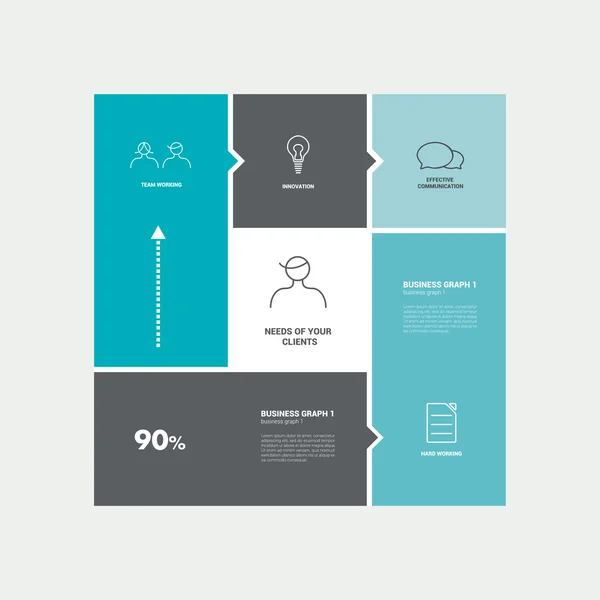 Diagrama de plantilla cuadrada. Pestaña vector plano . — Archivo Imágenes Vectoriales