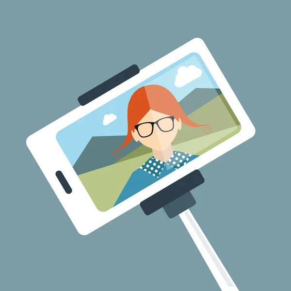 Foto selfie. Una mujer. Vector . — Vector de stock