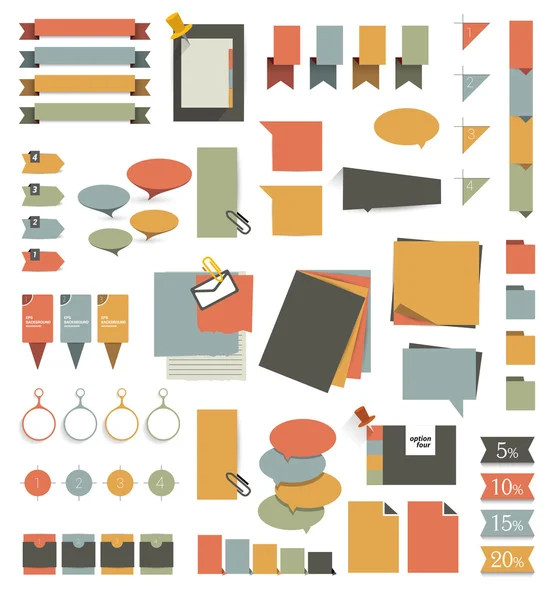 Set of stickers, reminders cards. Flat vector collection. — Stock Vector