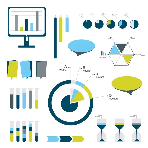 Flat infographic set of charts, bubbles, diagrams. vector editable elements. — Stock Vector