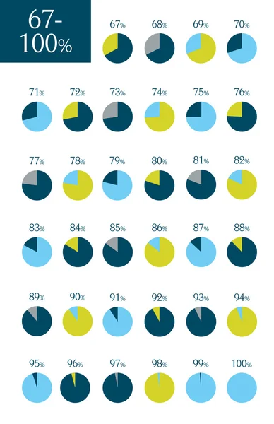Raccolta di grafici a cerchio infografici percentuali . — Vettoriale Stock