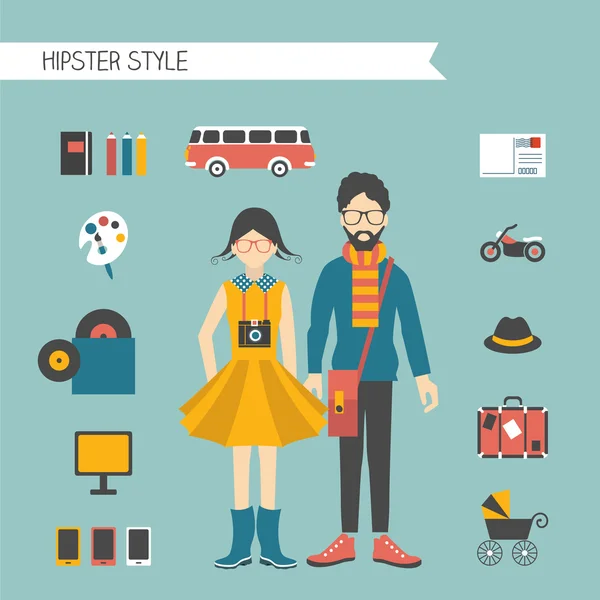 Hipster couple style concept. Vector illustration. — Stock Vector