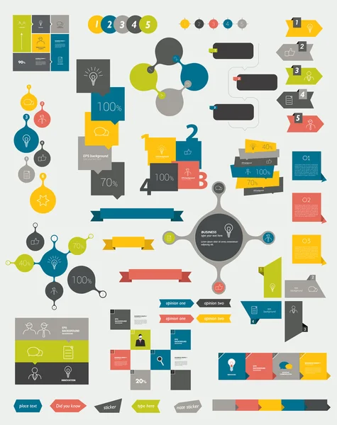 Grandi collezioni di grafici info diagrammi di design piatto . — Vettoriale Stock