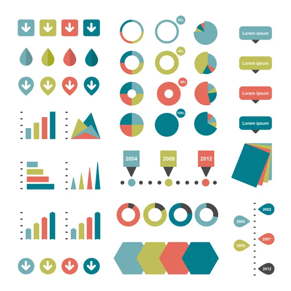 Raccolta di elementi infografici piatti . — Vettoriale Stock