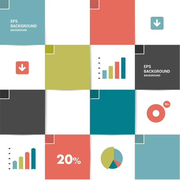 Diagrama de modelo quadrado. Aba vetorial plana . —  Vetores de Stock