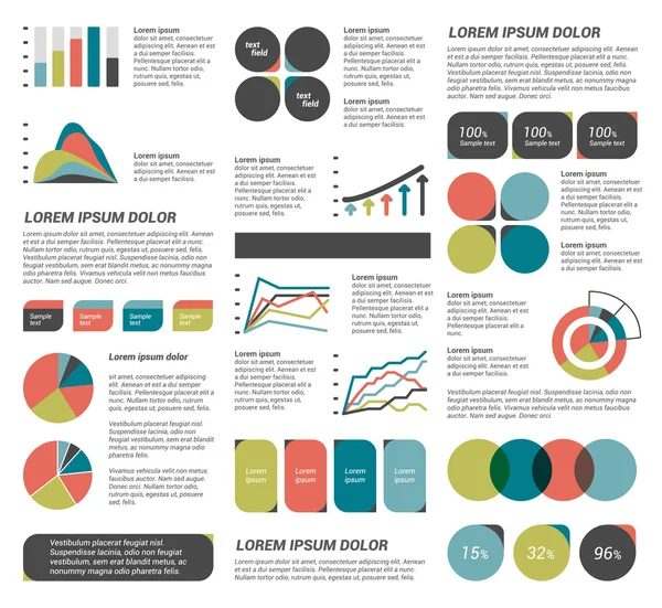 Grande conjunto de elementos infográficos planos. Modelo de layout. Vetor . — Vetor de Stock