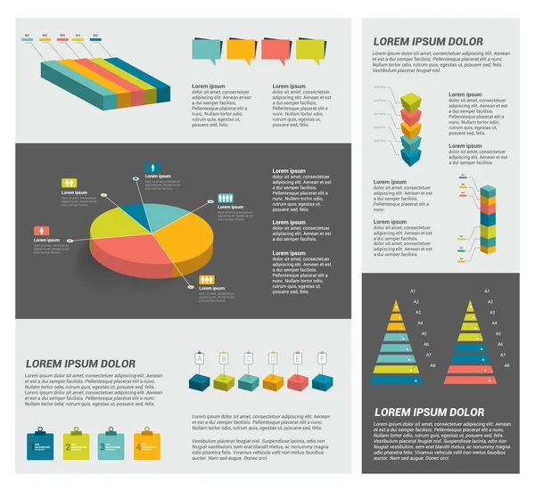Collectie van platte infographics elementen. kleurrijke set sjabloon. — Stockvector