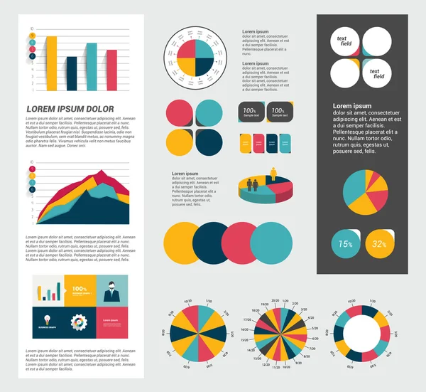 Grande conjunto de elementos infográficos planos. Modelo de layout. Vetor . — Vetor de Stock