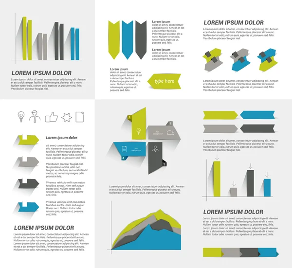 Düz infographics öğeleri koleksiyonu. renkli set şablonunu. — Stok Vektör