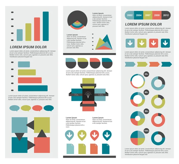 Big set of flat infographic elements. Layout template. Vector. — Stock Vector