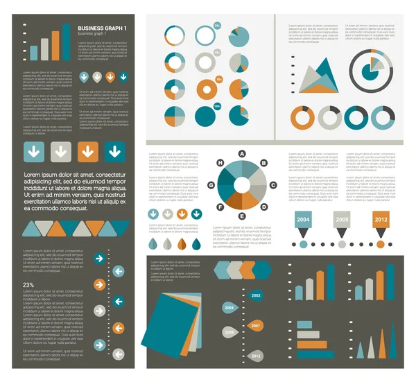 Grande conjunto de elementos infográficos planos. Modelo de layout. Vetor . — Vetor de Stock