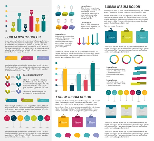 Colección de elementos planos de infografía. Plantilla de conjunto colorido . — Vector de stock