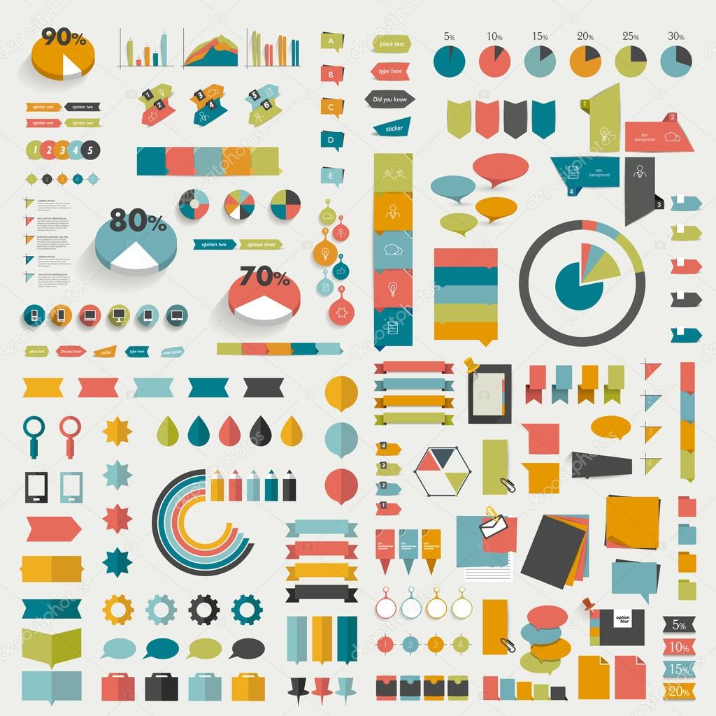 Big collections of info graphics flat design diagrams.