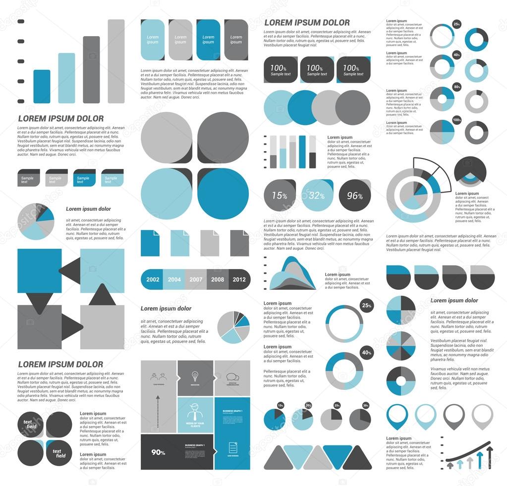 Big set of flat infographic elements. Layout template. Vector.