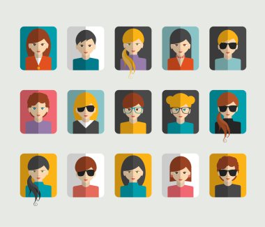 Big set of avatars profile pictures flat icons. Vector illustration.