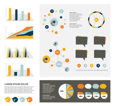 büyük düz Infographic öğeleri kümesi. Düzen şablonu. vektör.