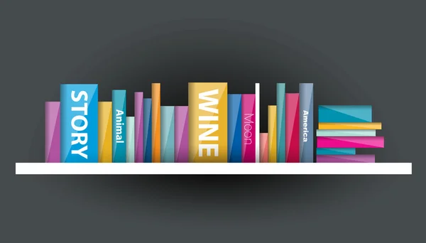 Book shelf. Vector illustration. Bookstore indoor. — Stock Vector