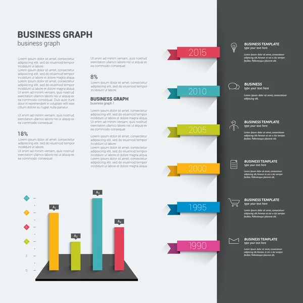 Häfte sida. Tidningen layout för infographics. Webbmall. — Stock vektor