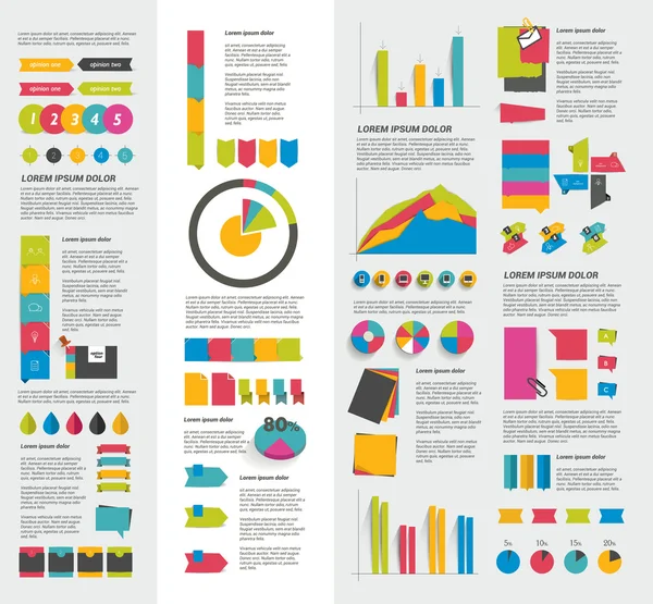 Grande conjunto de elementos infográficos planos. Modelo de layout. Vetor . — Vetor de Stock