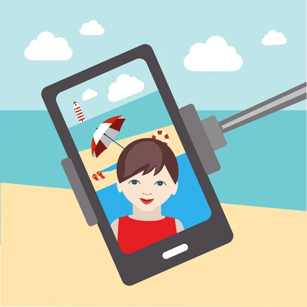 Kids selfie photo. Mobile picture. Selfie set. — Stock Vector