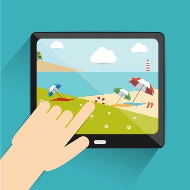 Düz el bir Tablet dokunmadan.