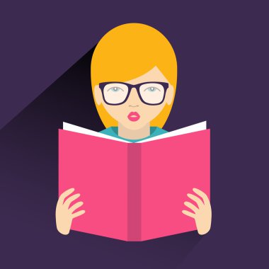 Kitap okuyorum. Düz vektör.